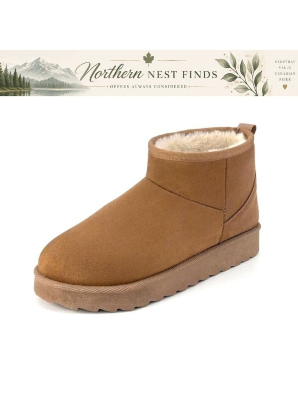 Winter Snow Boots for Women Slip On Ankle Booties Faux Fur Lined Warm